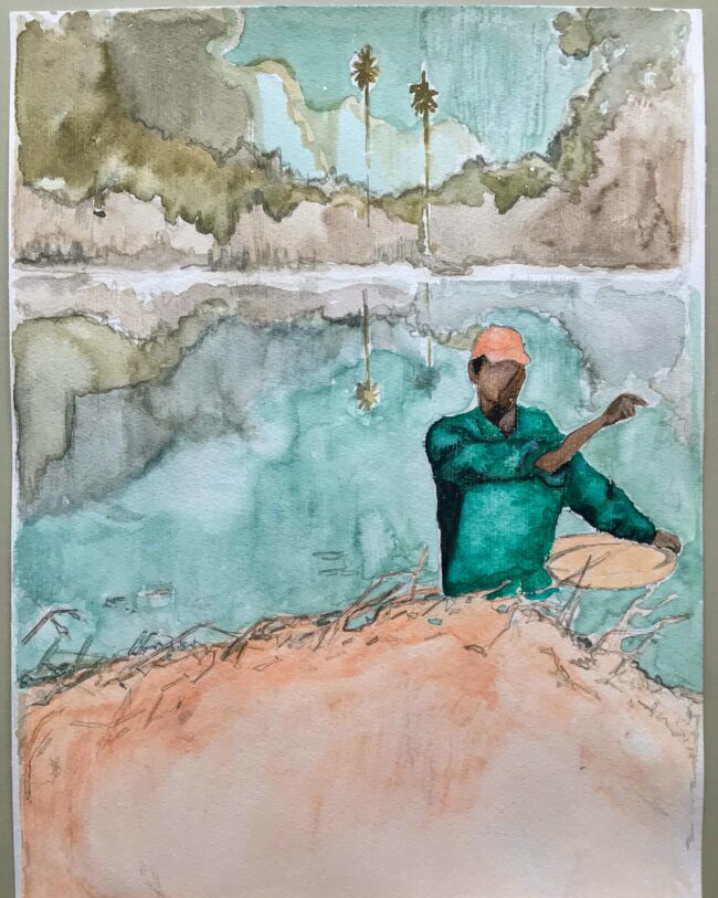 Worker in the Ricefield